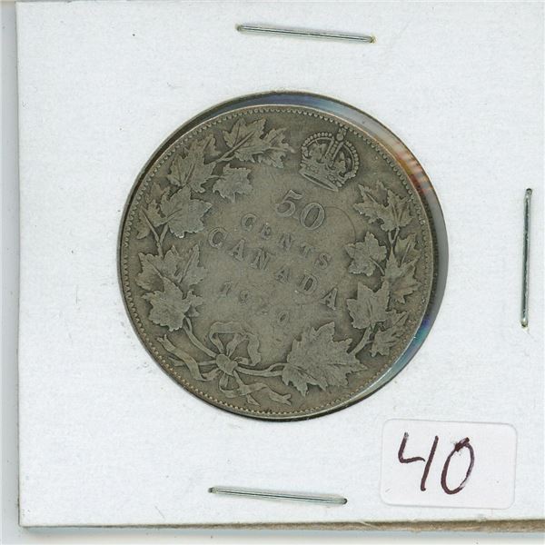 1920 Canadian 50 cent coin