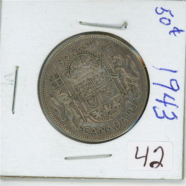 1943 Canadian 50 cent coin