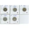 Image 1 : Set of 5, Canadian 10 cent coins - 1919, 1930-31, 1940, & 1946