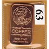 Image 1 : 1 OUNCE COPPER BAR  .999 FINE - WALKING LIBERTY DESIGN