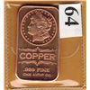 Image 1 : 1 OUNCE COPPER BAR  .999 FINE - MORGAN DOLLAR DESIGN
