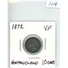 Image 1 : 1872 Newfoundland Queen Victoria 10 cents