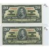 Image 1 : Lot of 2 - 1937 Consecutive uncirculated $20.00 bills