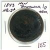 Image 1 : 1843 New Brunswick Half Penny Token NB-2A