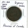 Image 2 : 1850 Upper Canada Half Penny Token PC-5A