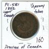Image 1 : 1852 Upper Canada Half Penny Token PC-5B1