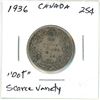 Image 2 : 1936 'DOT' Canada Silver 25¢, Scarce Variety