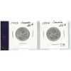 Image 1 : Lot of 2 Silver 1943 & 1944  Canada 25¢