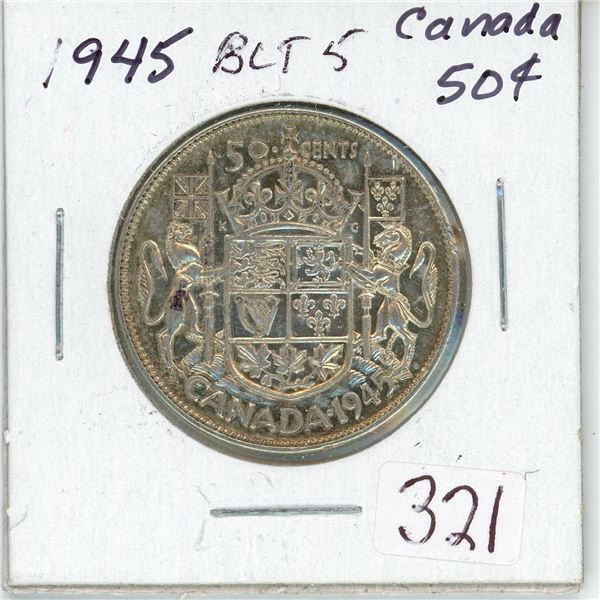 1945 BLT 5 Canada Silver 50¢
