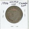 Image 2 : 1946  Canada Silver 50¢, die chip in 6