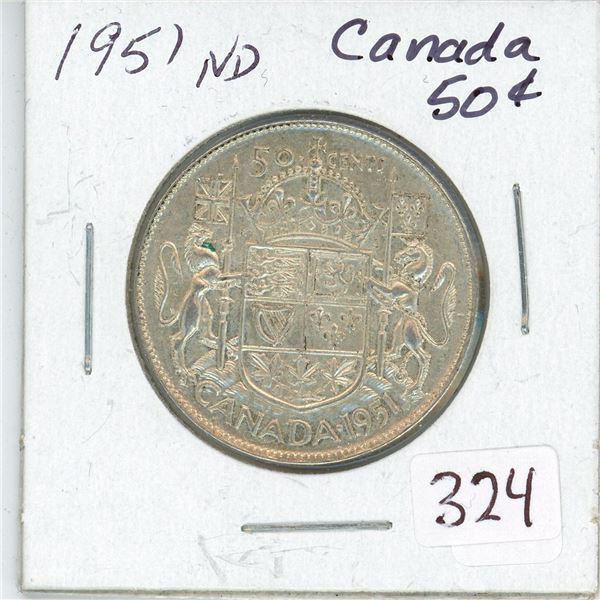 1951 Narrow Date Canada Silver 50¢
