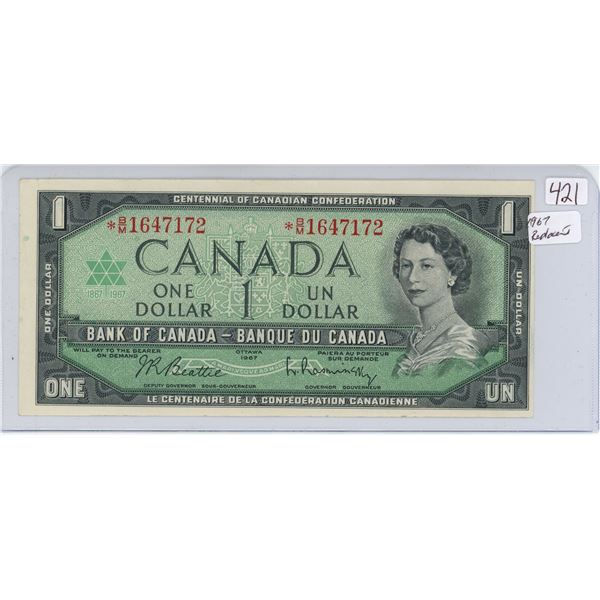 1967 Canada Replacement $1 bill, Beattie/Rasminsky,  # *B/M 1647172