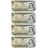 Image 2 : Lot of 4: 1973 Sequential Canada $1 bills, Crow/Bouey, # BAF 6863171-174