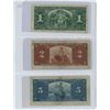 Image 2 : Lot of 3:  1937 Bank of Canada bills, $1 Gordon/Towers # K/L 3640700, $2 Coyne/Towers # B/R 4987258,