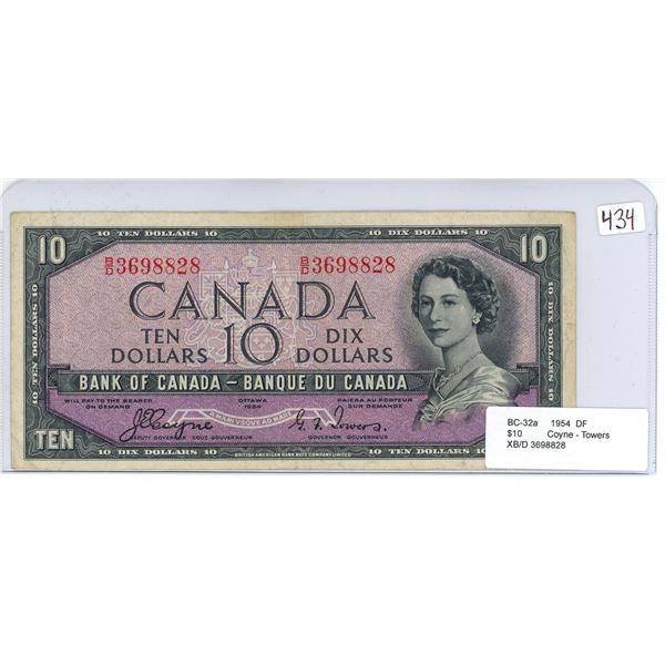 1954 Canada Devil's Face $10 bill, Coyne/Towers, # B/D 3698828