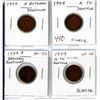 Image 1 : Complete Set of 4 1948 & 1949 Variety Cents. Includes 1948 A Between Denticles, 1948 A to Denticle, 