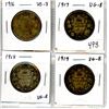 Image 1 : Lot of 4 Canadian George V Silver 50 Cents. Includes 1916, 1917, 1918, & 1919. VG-8.