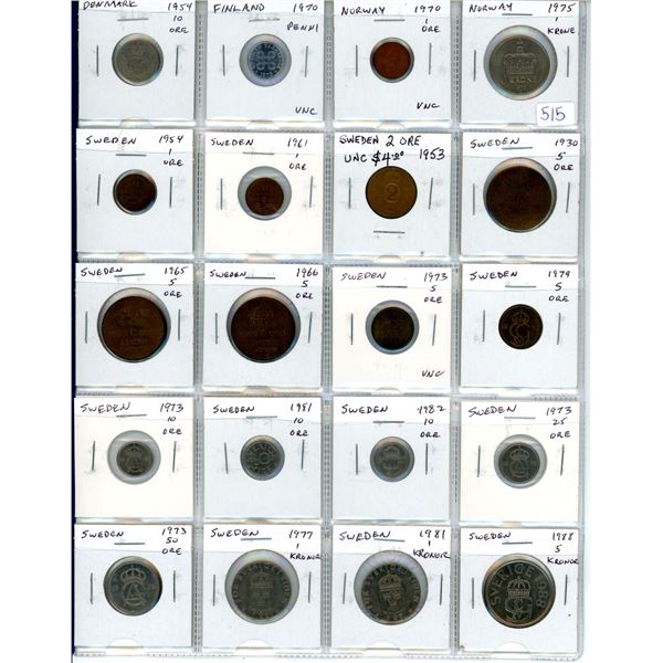 Lot of 20 Scandinavia from Denmark, Finland, Norway & Sweden.