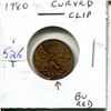 Image 1 : Canada. 1980 Curved Clip Error Cent at 5:30. BU Red.
