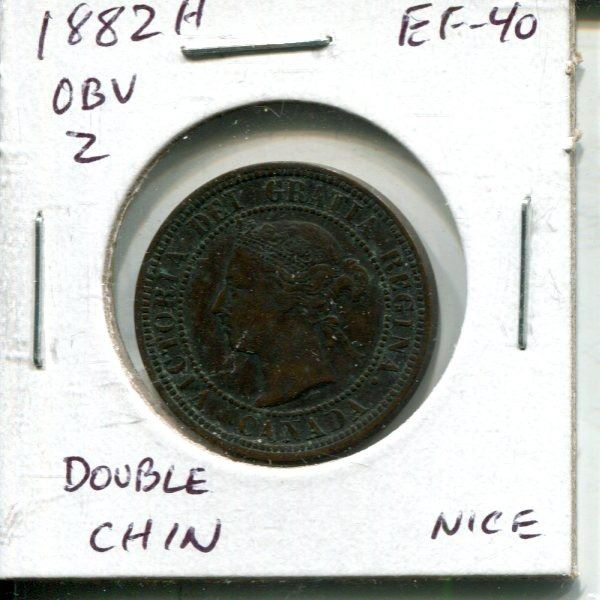 1882H Canadian Victorian Large Cent. Obverse 2 (Double Chin). EF-40. Nice.