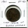 Image 1 : 1901 Canadian Victorian Large Cent. The last issue of Queen Victoria. EF-40. Nice.