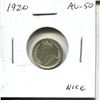 Image 1 : 1920 Canadian Silver 5 Cents. AU-50. Nice.