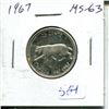Image 1 : 1967 Canadian Silver 25 Cents. Centennial Cougar. MS-63. Nice.