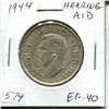 Image 1 : 1944 Canadian Silver 50 Cents. Hearing Aid Variety from a Die Clash. EF-40. Scarce.