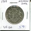 Image 1 : 1949 Canadian Narrow Date Silver 50 Cents. VF-20.