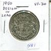 Image 1 : 1950 Design in Zero Silver 50 Cents. VF-20.