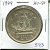 Image 1 : 1949 Silver Dollar. Commemorates Newfoundland joining Canada. Depicts John Cabot’s ship Matthew. AU-