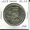 Image 1 : 1958 Silver Dollar. Commemorates the Caribou Gold Rush and BC becoming a Crown Colony. MS-63. Nice.