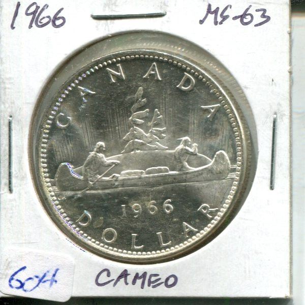 1966 Silver Dollar. MS-63. Cameo. Nice.