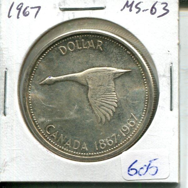 1967 Silver Dollar. Centennial Canada Goose. MS-63. Nice.