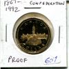 Image 1 : 1867 – 1992 Confederation Loonie. Depicts the Parliament Building. Proof-67 with Ultra Heavy Cameo.