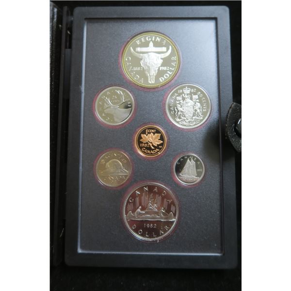 1982 Proof Set. 7-coin set includes Silver Dollar that commemorates the 100th Anniversary of the fou