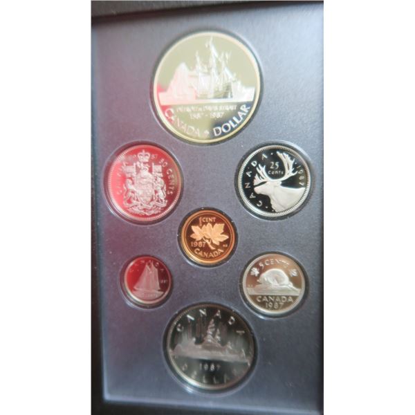 1987 Proof Set. 7-coin set includes Silver Dollar that commemorates the 400th Anniversary of John Da