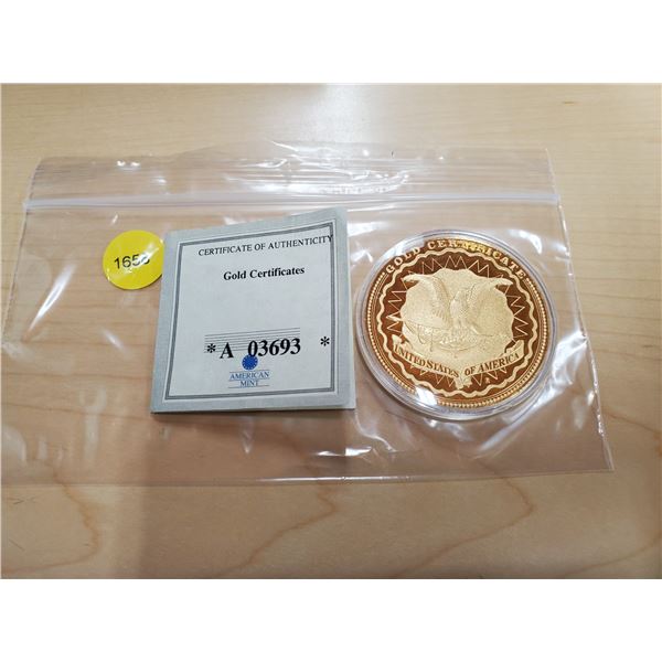 1922 $500 Lincoln Coin Replica - 24K Gold Glad