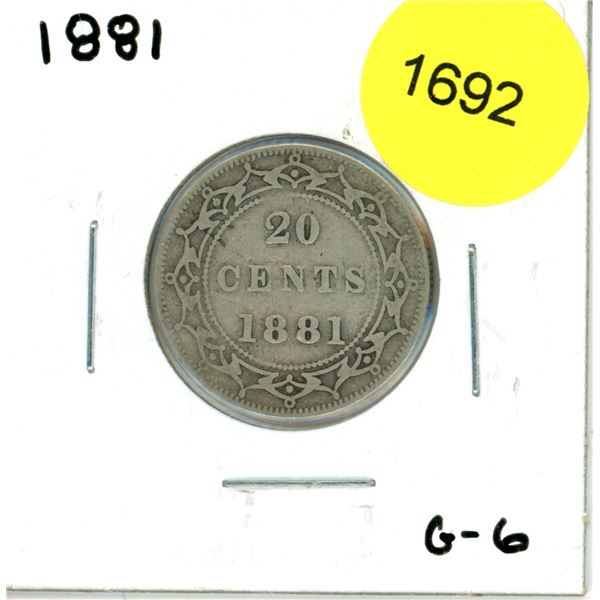 1881 Newfoundland Twenty Cent Coin