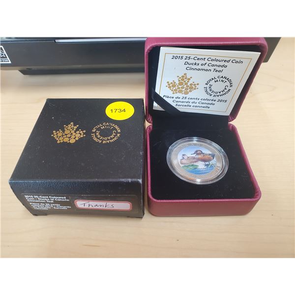 2015 Colorized Twenty-Five Cent Coin Ducks of Canada
