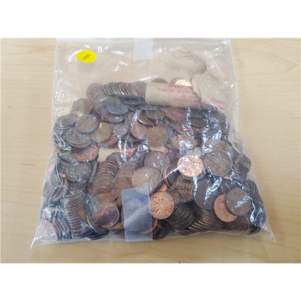 Bag of Canadian One Cent Coins
