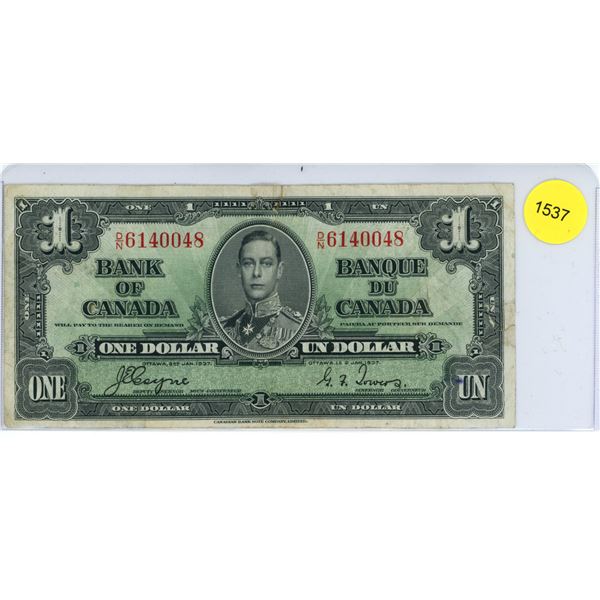 1937 Canadian One Dollar Bill