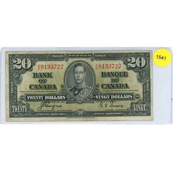 1937 Canadian Twenty Dollar Bill