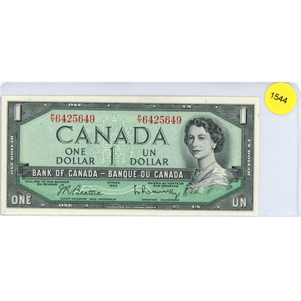 1954 Canadian One Dollar Bill