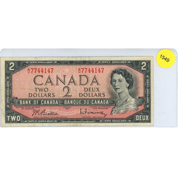 1954 Canadian Two Dollar Bill