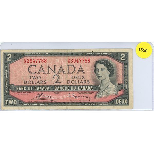 1954 Canadian Two Dollar Bill