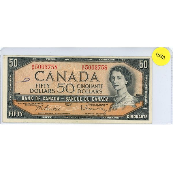 1954 Canadian Fifty Dollar Bill