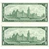 Image 2 : 1967 Two Canadian One Dollar Bills - Consecutive Serial Numbers