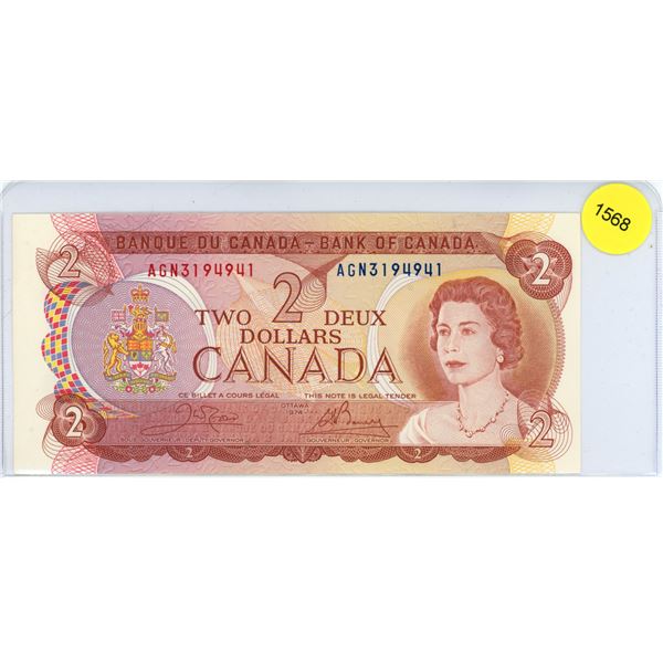1974 Canadian Two Dollar Bill