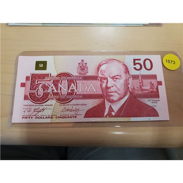 1988 Canadian Fifty Dollar Bill